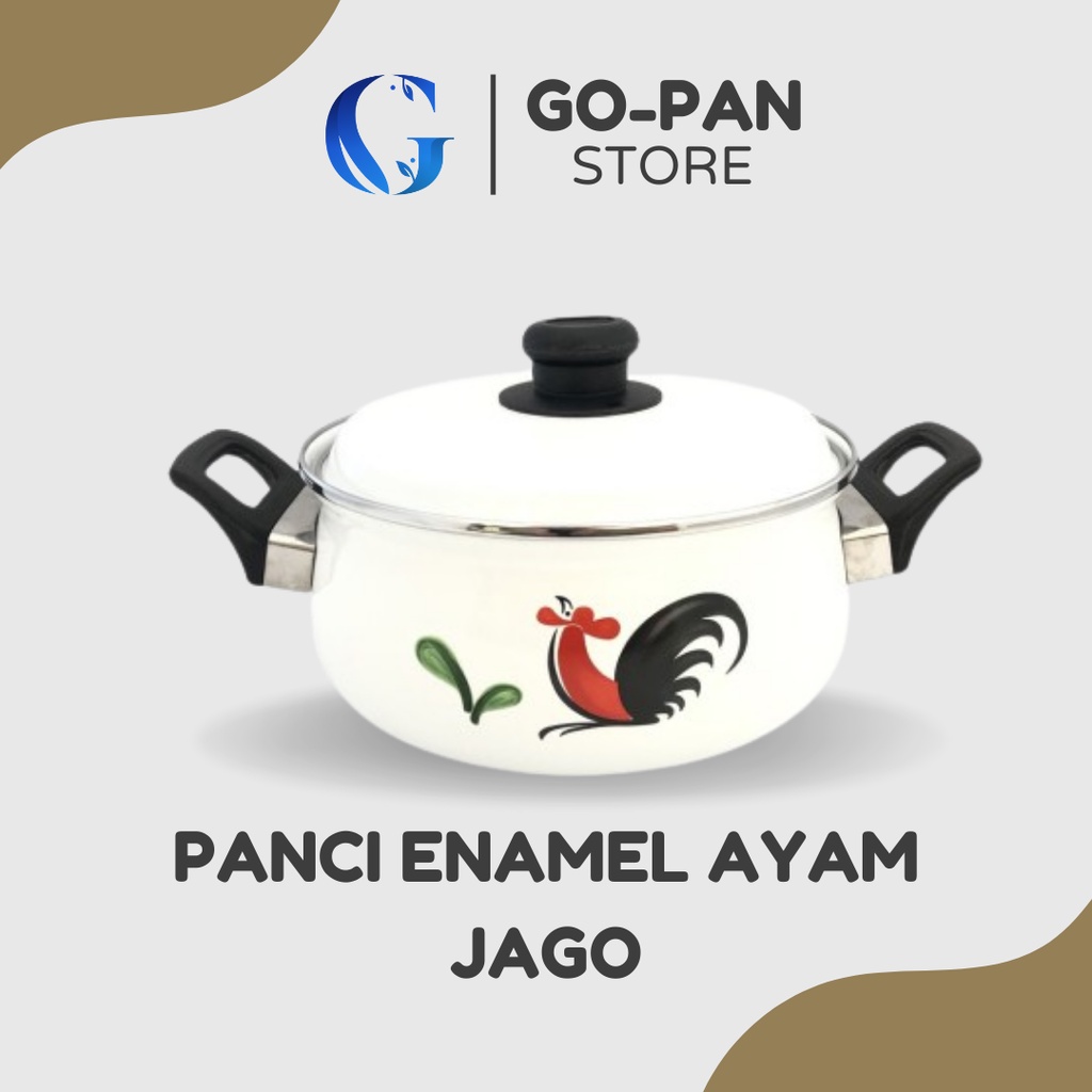 Panci Enamel Besar 20 cm Cap ayam jago KIG Dutch Oven / Pot Sayur Anti Lengket Kedaung / Panci Kupin