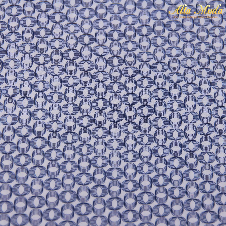 

Alta Moda Cotton Shirting Putih Motif Spiral Biru Denim (1M)