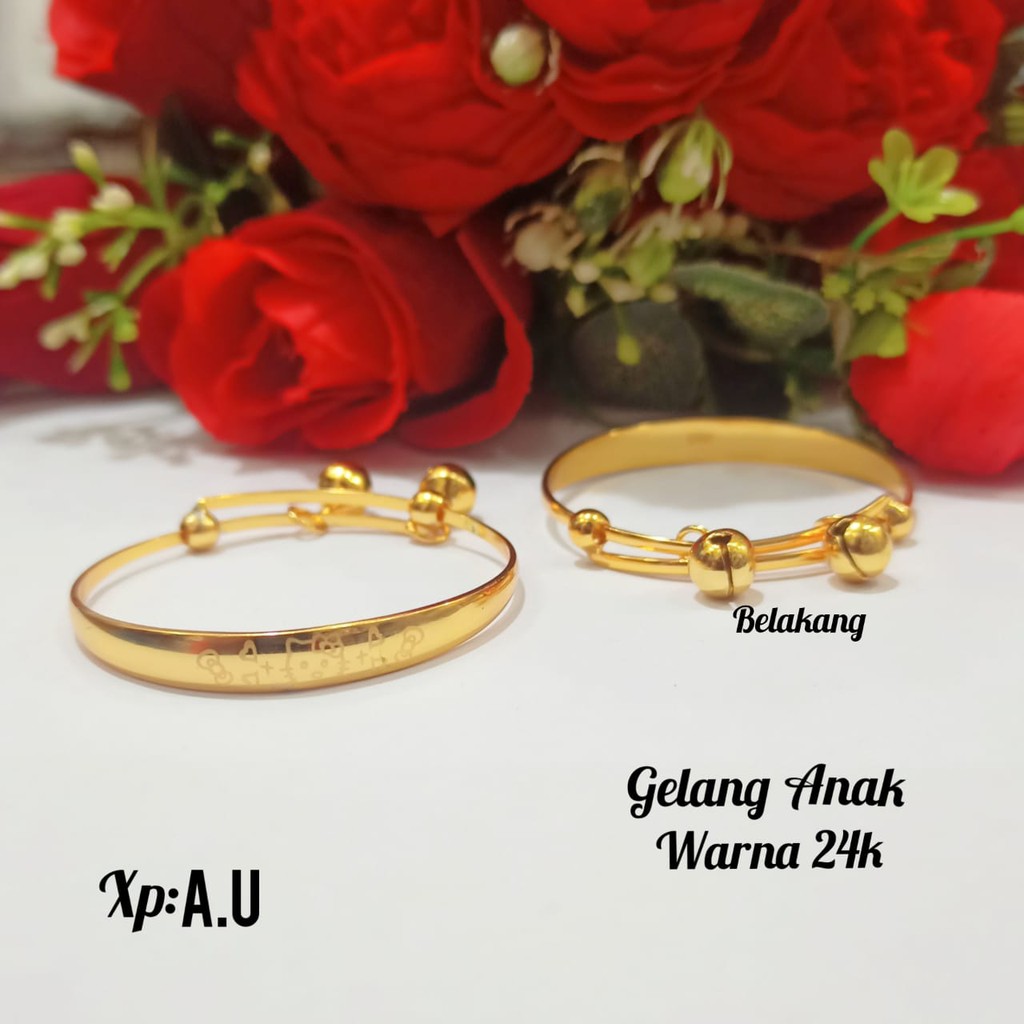 Gelang anak Krincing ukir gold 24k tidak karat COD