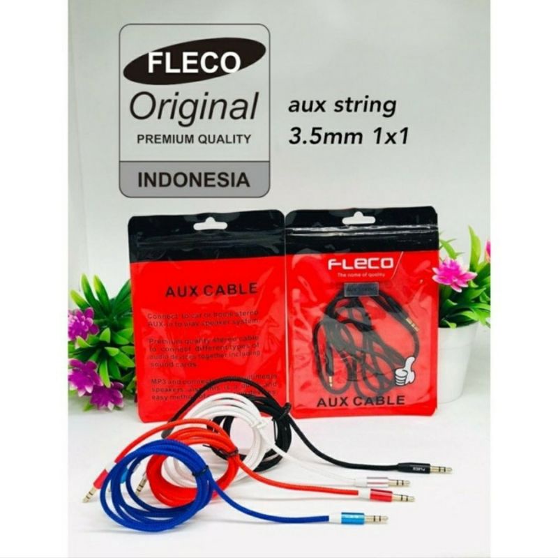 Kabel AUX FLECO 3.5 STRING Audio Cable Speaker Musik/Kabel Aux Fleco