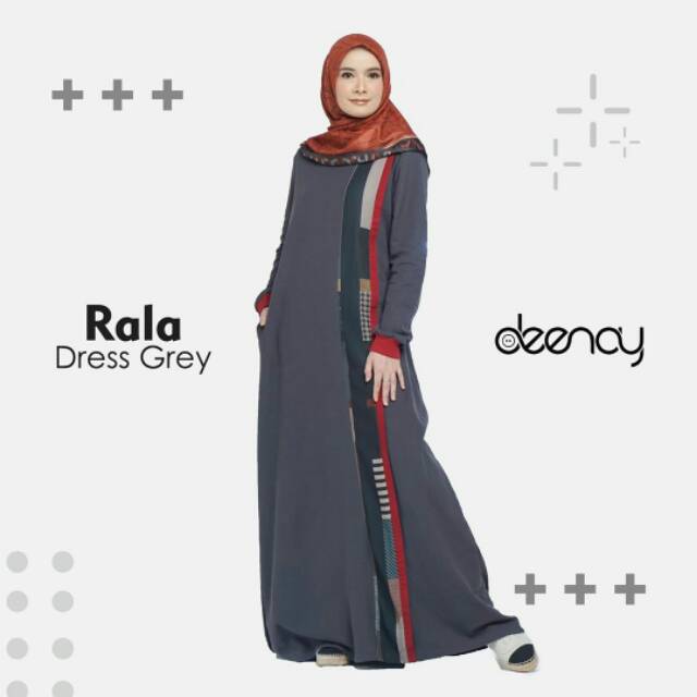 Deenay ORI - Rala Dress Grey & Maroon