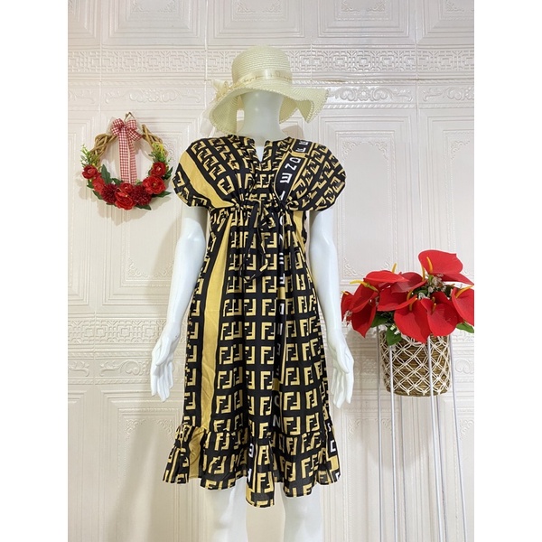 Daster ruffle serut / daster ruffle busui viral / daster serut rempel selutut-NavyFendi