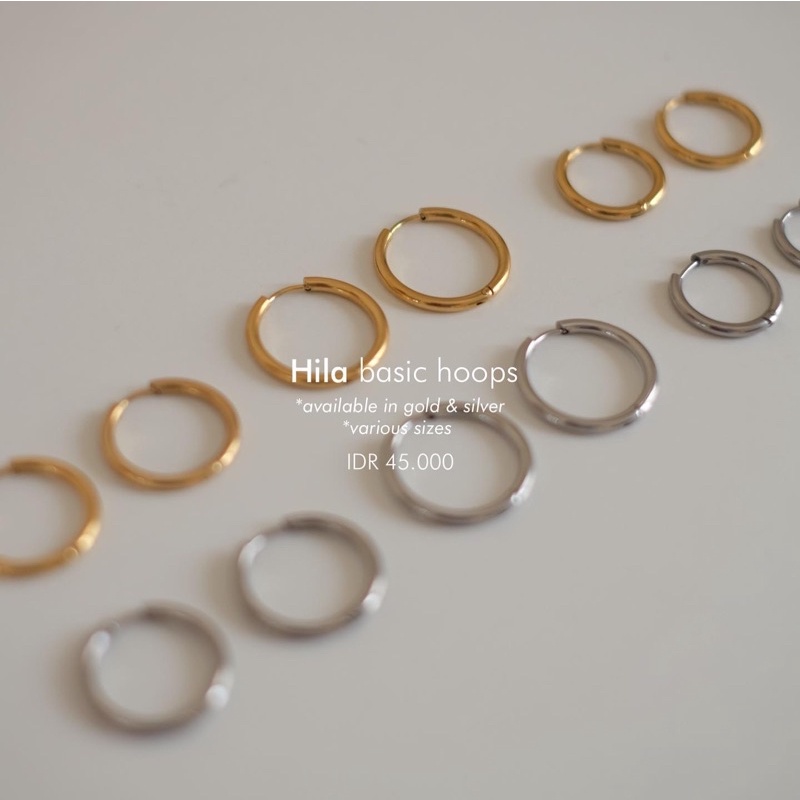 Ark.co - HILA hoops earrings basic &amp; baguette anting lingkaran maxi huggies minimalis