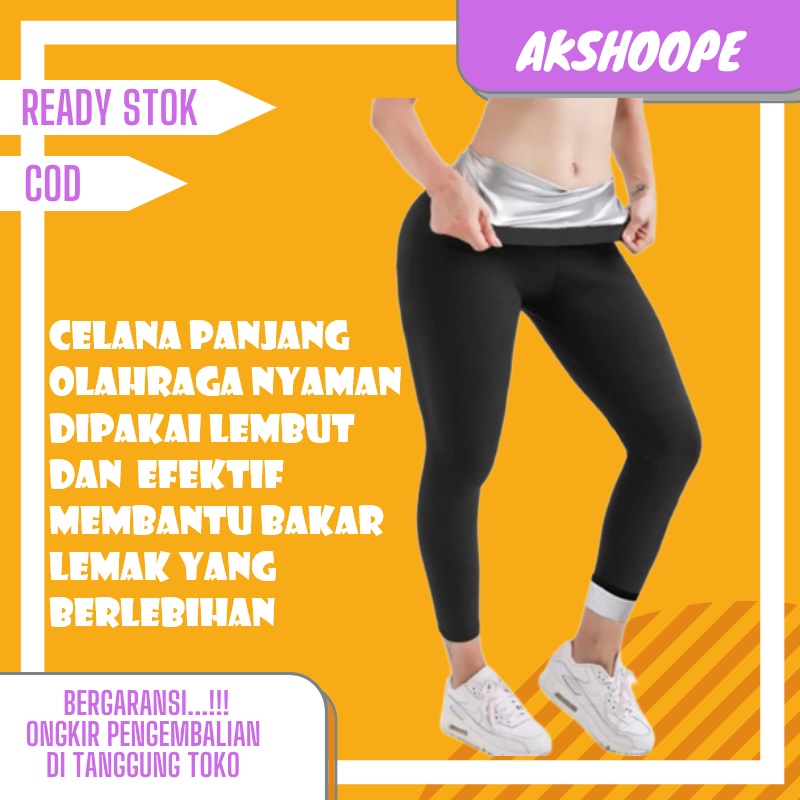 Celana Panjang Olahraga Wanita Efektif Pembakar Lemak Full Silver High Waist Semata Kaki SOLANIA