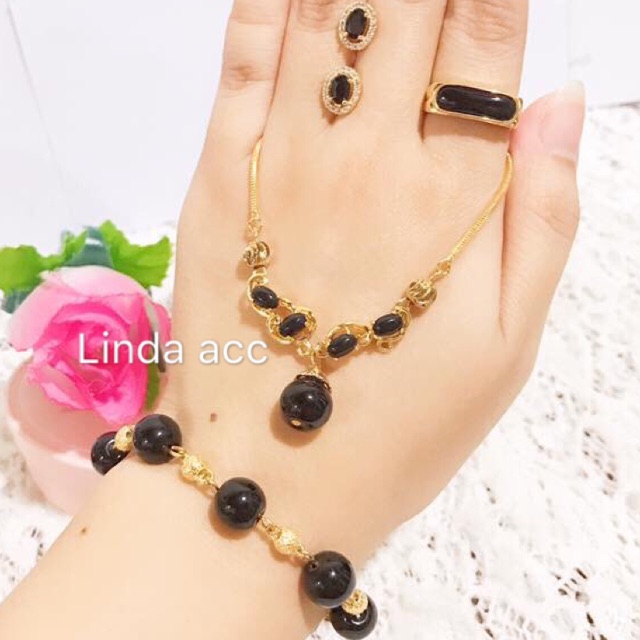 set giok hitam gelang rantai giok asli 88