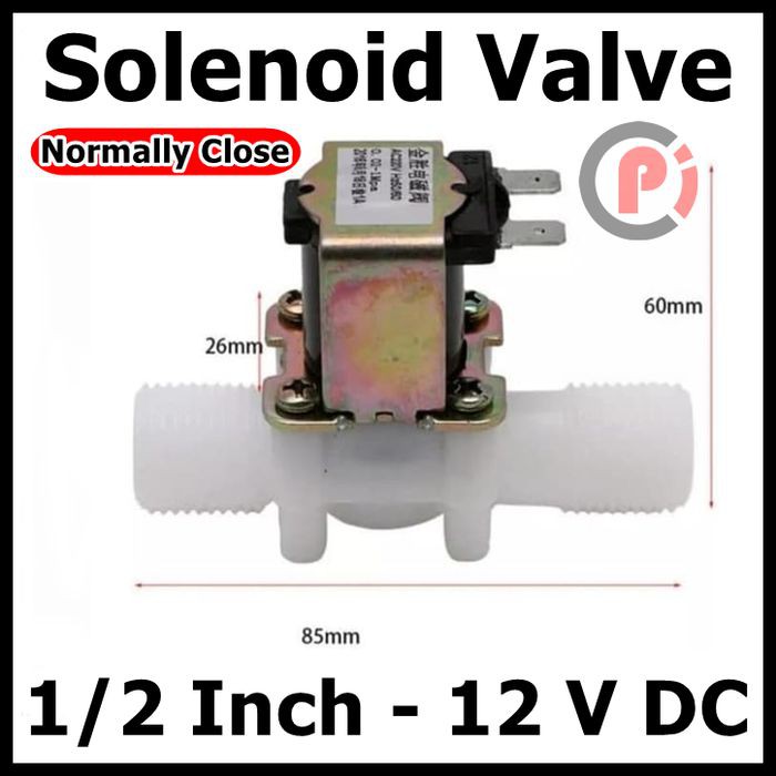 Solenoid Valve Keran Plastik Drat Lurus 1/2 0.5 Inch 12 Volt DC