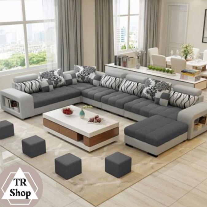 Jual Sofa Minimalis Ruang Tamu-Modern Lengkap Dengan Kursi Puff Dan ...