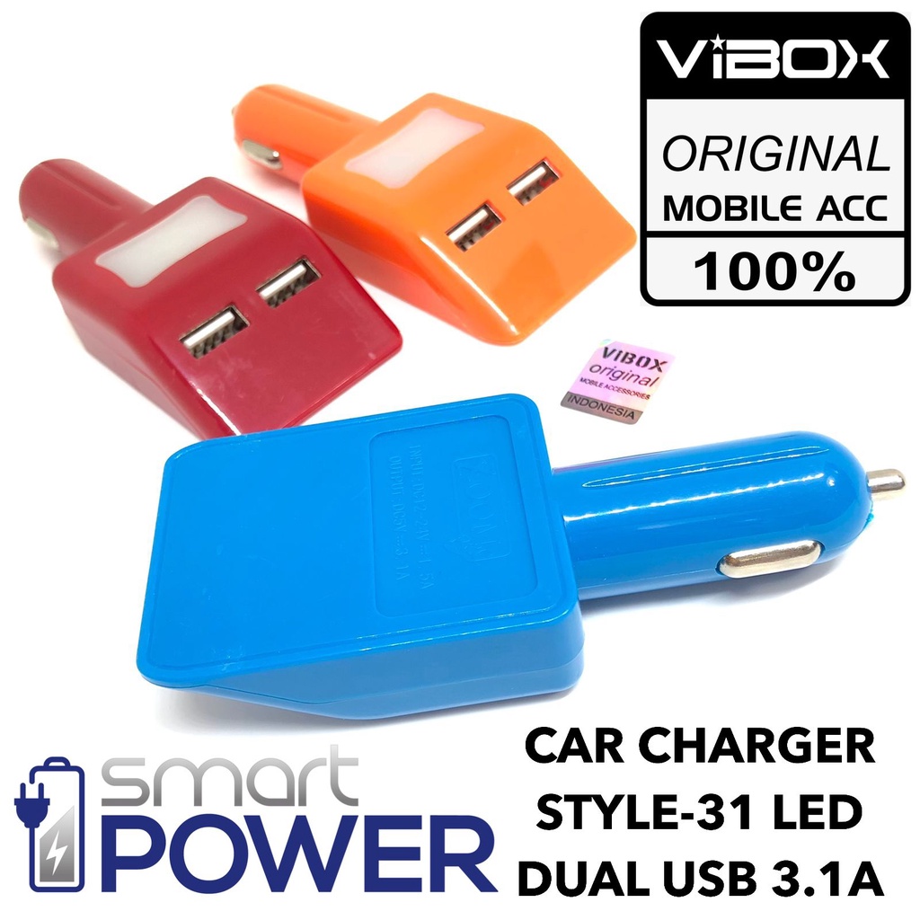 SAVER MOBIL SUMO SC-C18 2 USB 2IN1 VIBOX CAR CHARGER STYLE-31 LED DUAL USB 3.1A