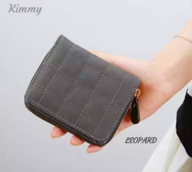 &quot;aurabagss&quot; - Dompet Wanita Dompet Kecil Dompet Mini Dompet Coin Wanita Dewasa &quot;KIWI KIMI&quot; Semi Import Motif Bordir Kotak-Kotak Ala Korea