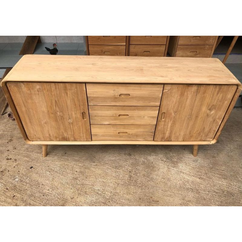 bufet retro mentahan kayu jati