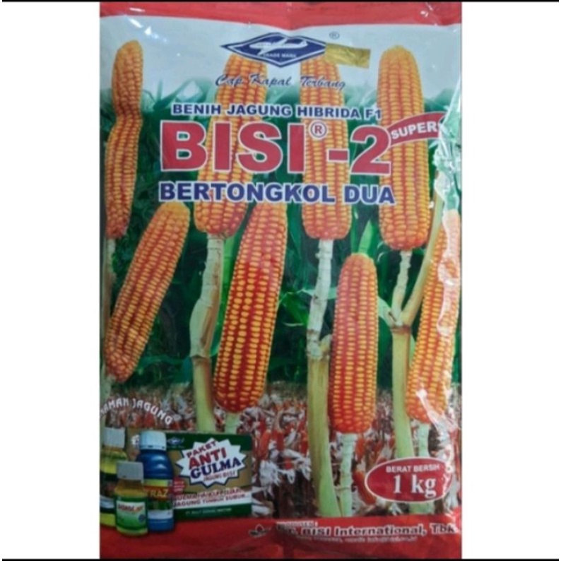 Benih jagung hybrida BISI-2 Super bibit jagung bertongkol 2 kemasan original 1 kg