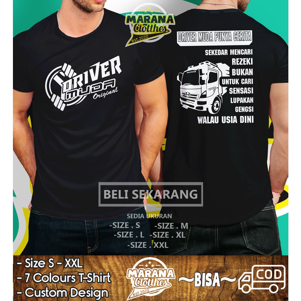 Kaos Mobil Hino Driver Muda Punya Cerita Baju Otomotif