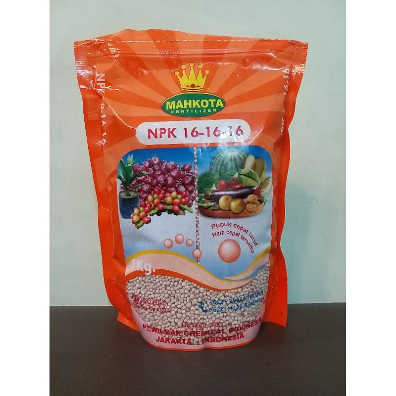 PUPUK BUAH NPK 16-16-16 MAHKOTA KEMASAN 1 KG