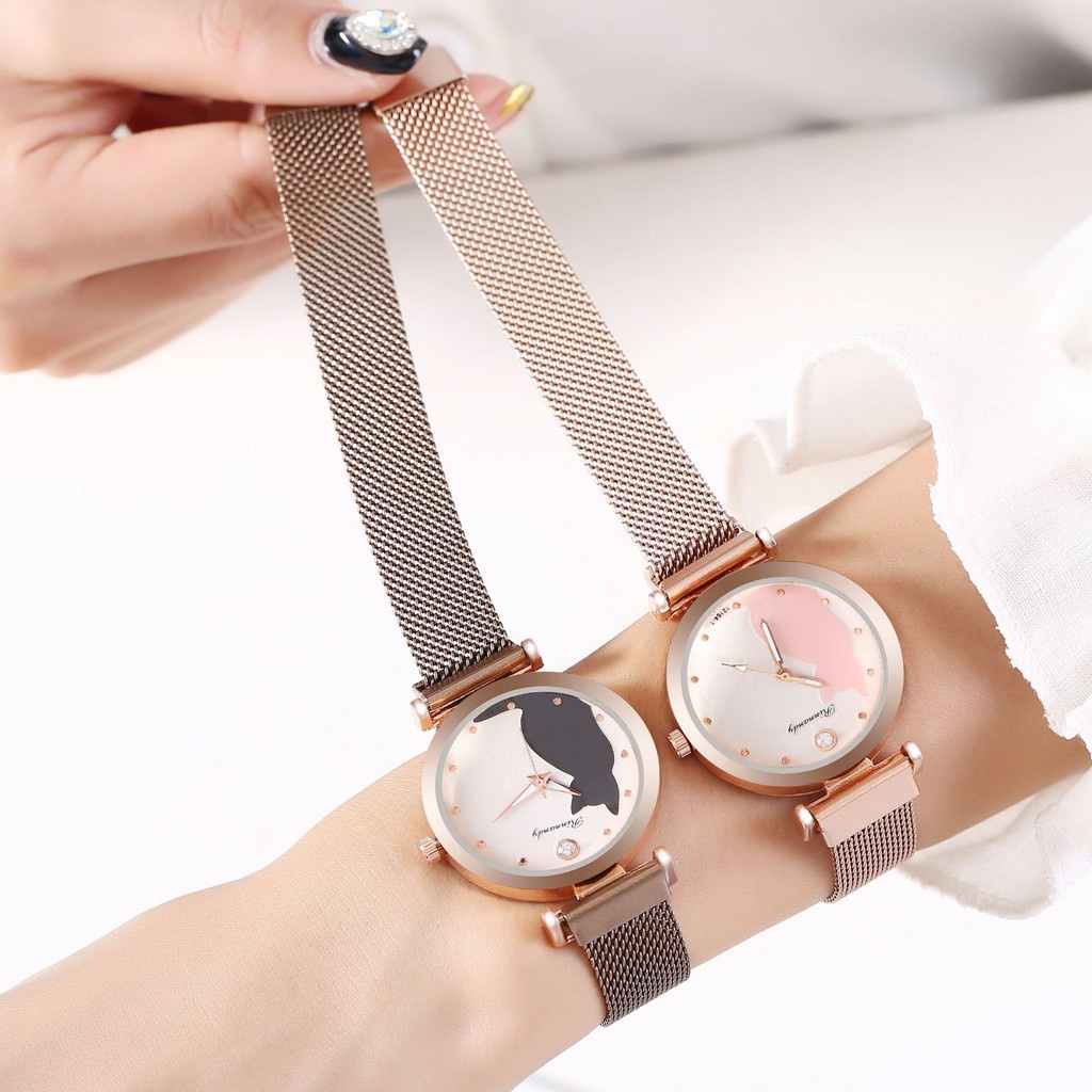 ✅Grosir Jam Senen - Jam Tangan Wanita Magnet Kucing Cute Cat Korean Fashion Analog Watch Import