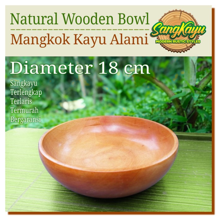 Wooden Bowl Mangkok kayu 18 Cm mangkuk kayu mangkok bakso salad mie