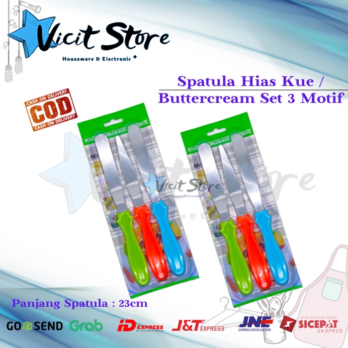 Spatula Hias Kue Tart 1Set isi 3pcs / Spatula Decorasi Kue