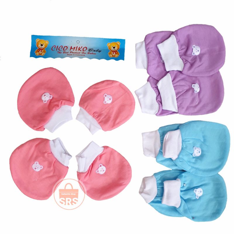 Sarung Tangan Set Kaki Bayi CICO MIKO Tangan Model KERUT / RIP (1 Set Atau 3 Set) Bayi Newborn