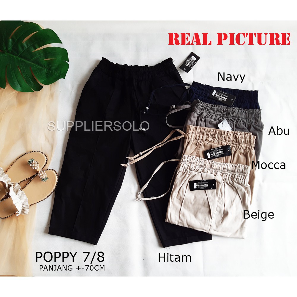 POPPY PANTS TWILL COMBED CELANA PENDEK WANITA 7/8 JUMBO DAN STANDART