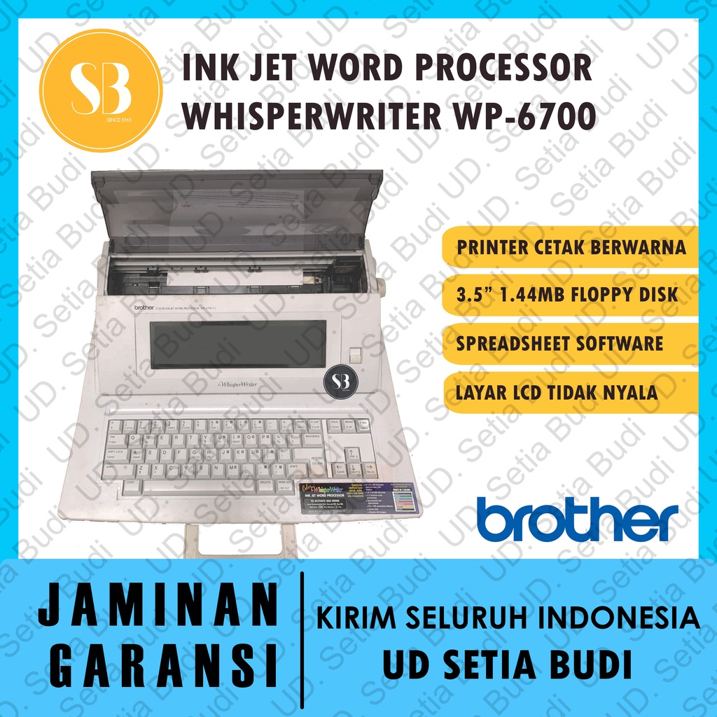 Printer Ink Jet Word Processor Brother WP 6700 CJ Made in Japan Baru