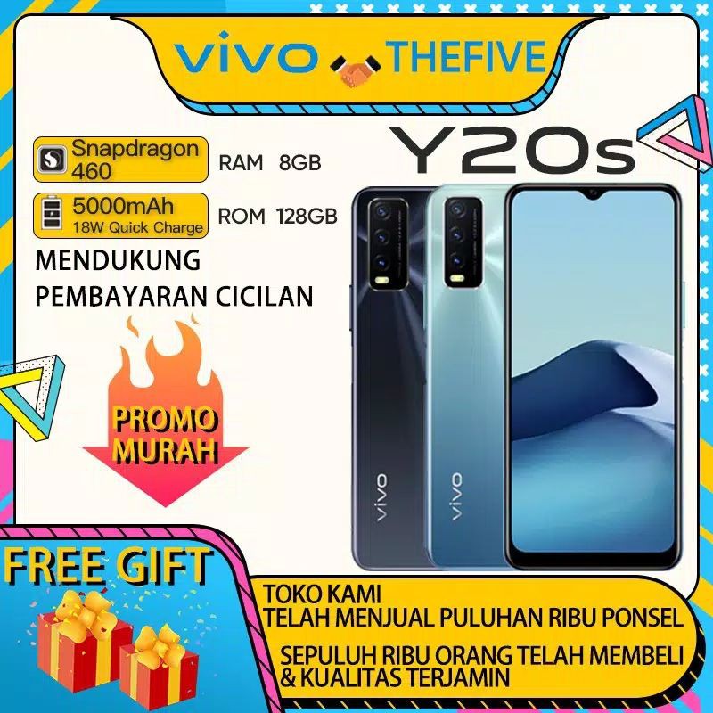 vivo y20s/vivo y20 8 128 hp/vivo y20s g, Snadpdrgon 460, 5000mAh Baterai, 6.51 inci,COD, Gratis