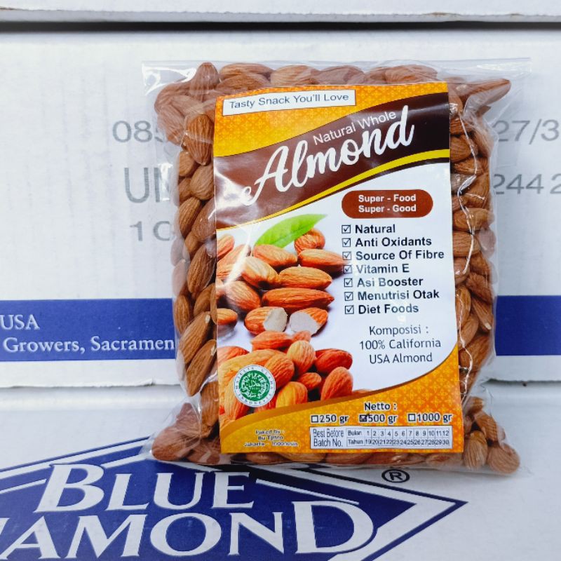 

Kacang Almond roasted kupas 500 gr - kacang almon panggang tanpa cangkang asi booster