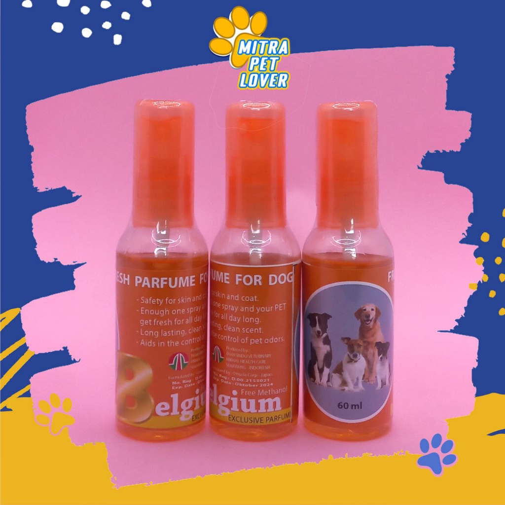 PARFUM ANJING - BELGIUM DOG 60 ML ORIGINAL - DOGY PARFUME FIRST HAND LONG LASTING WANGI TAHAN LAMA - HILANGKAN AROMA TAK SEDAP DOGGY PET ANIMAL HEALTHCARE AND VETERINARY TAMASINDO OBAT KESEHATAN DAN VITAMIN TERNAK HEWAN BINATANG PELIHARAAN MITRAPETLOVER