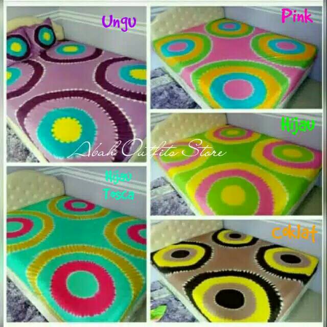 SPREI BATIK TIEDYE PEKALONGAN 140x200x30 120X200X30 MOTIF LINGKARA UNGU PINK HIJAU MUDA TOSCA COKLAT