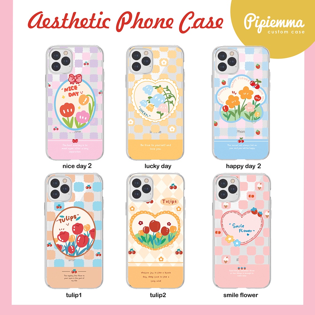 Casing Hape Aesthetic Phone Case Lucu Bunga Gambar Samsung Iphone Oppo Reno Vivo Xiaomi