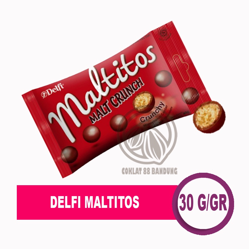 

DELFI MALTITOS 30GR, COKELAT DELFI ISI MALT CRUNCH 30 GR COKLAT