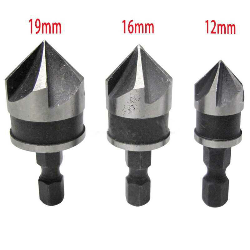 Mata Bor Besi Countersink Kepala Sekrup Hex Shank Quick Change