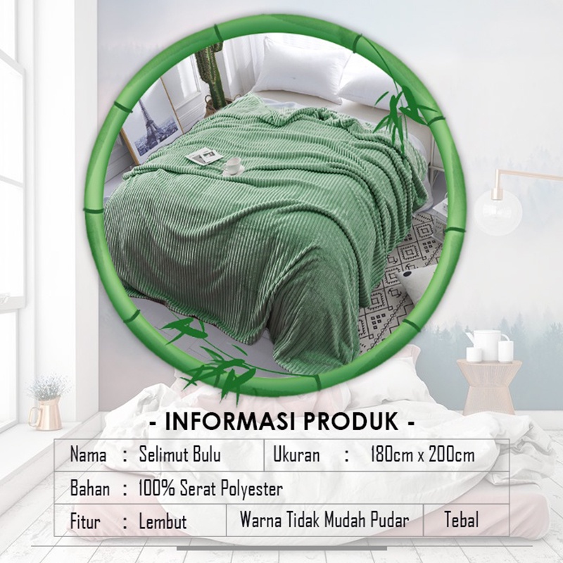 Selimut Bulu Halus Ukuran 180CM X 200CM Motif Dewasa Polos Elegan Tebal Impor Murah Berkualitas ( FD-1100 )