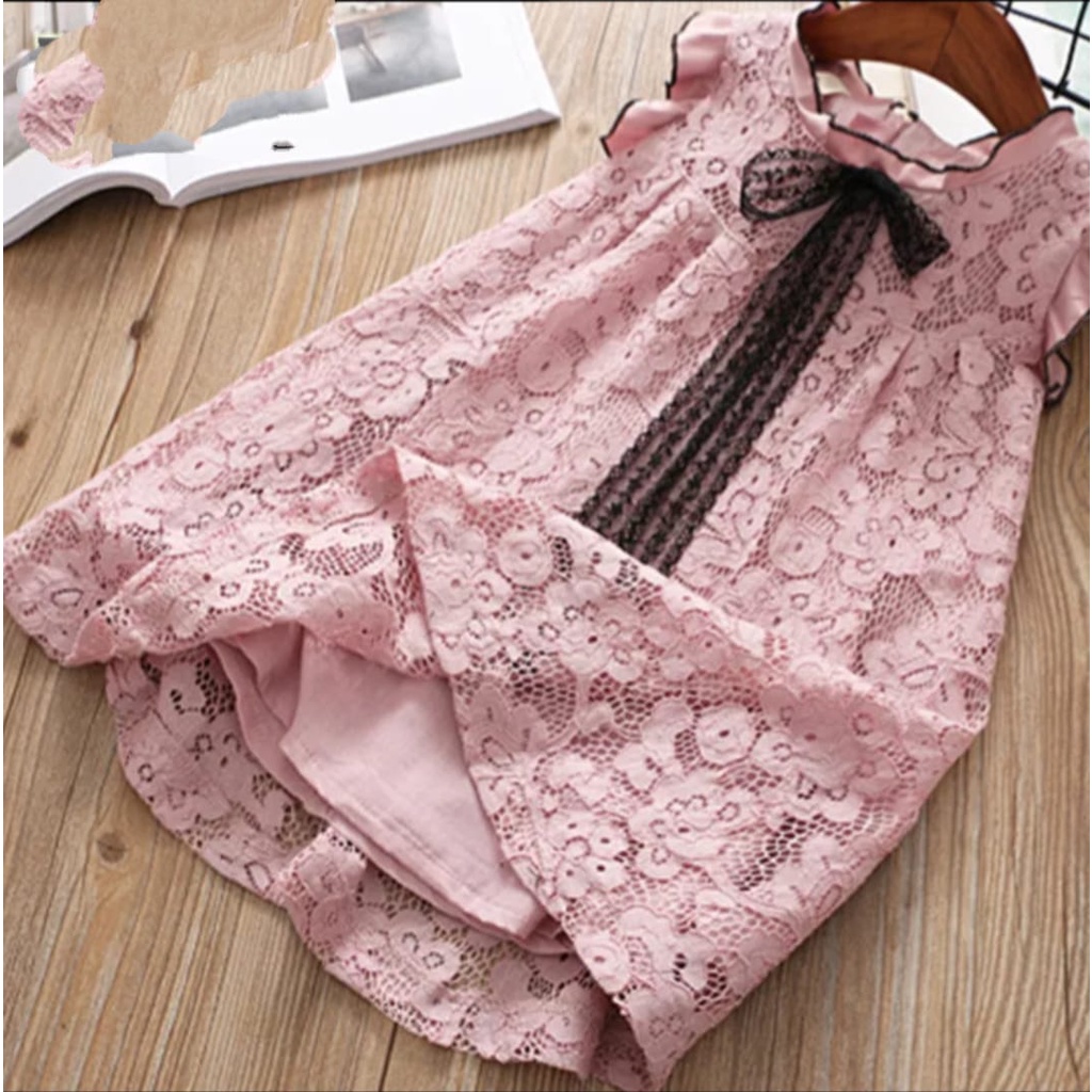 DRESS KIDS PREPI / DRESS ANAK / FULL BRUKAT / LAPIS PURING / LACE HITAM / TERBARU / TERPOPULER