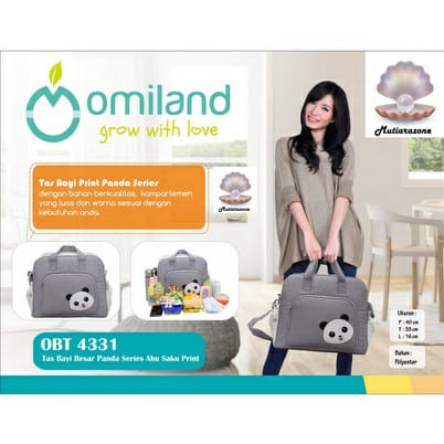 Omiland OBT4331 Tas Bayi Besar Panda Abu