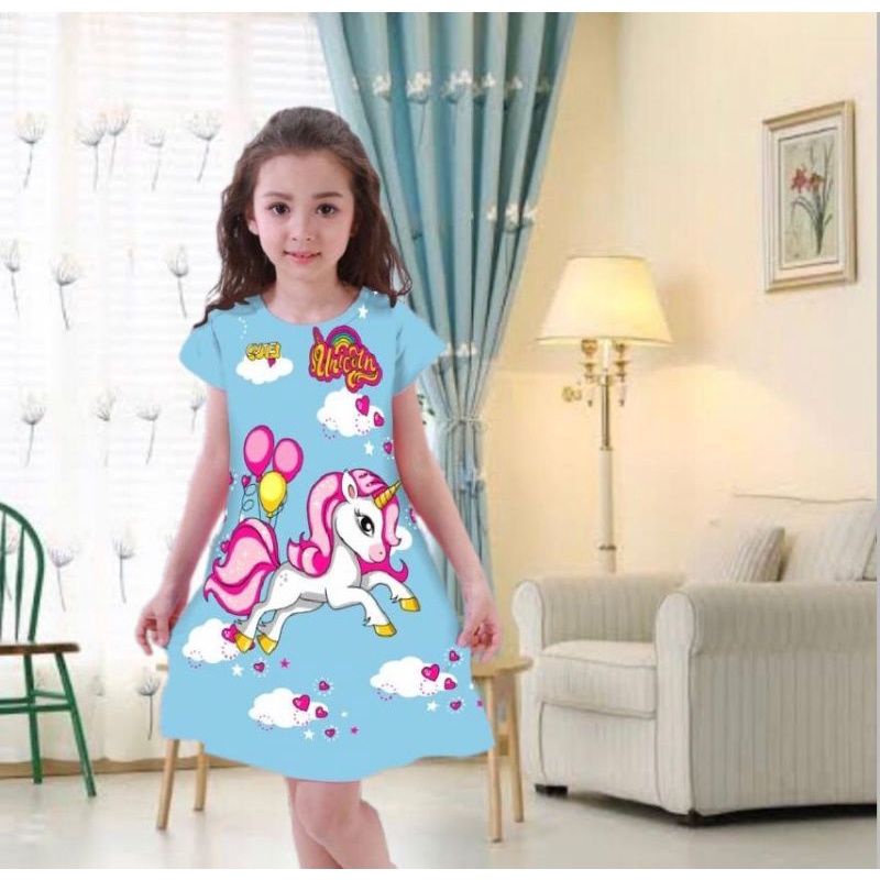#DRESS UNICRON//DASTER ANAK PEREMPUAN PONY TERLARIS//USIA 2-12 TAHUN