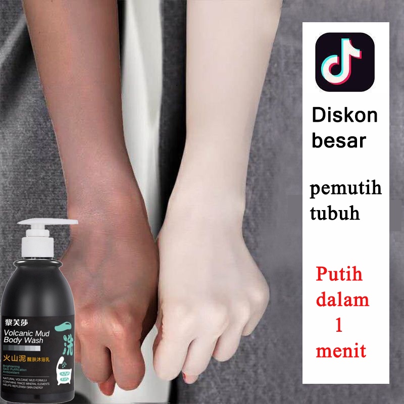 Lumpur vulkanik Body wash lotion pemutih badan 250ml/100%sabun pemutih badan Exfoliate / Improve Skin texture