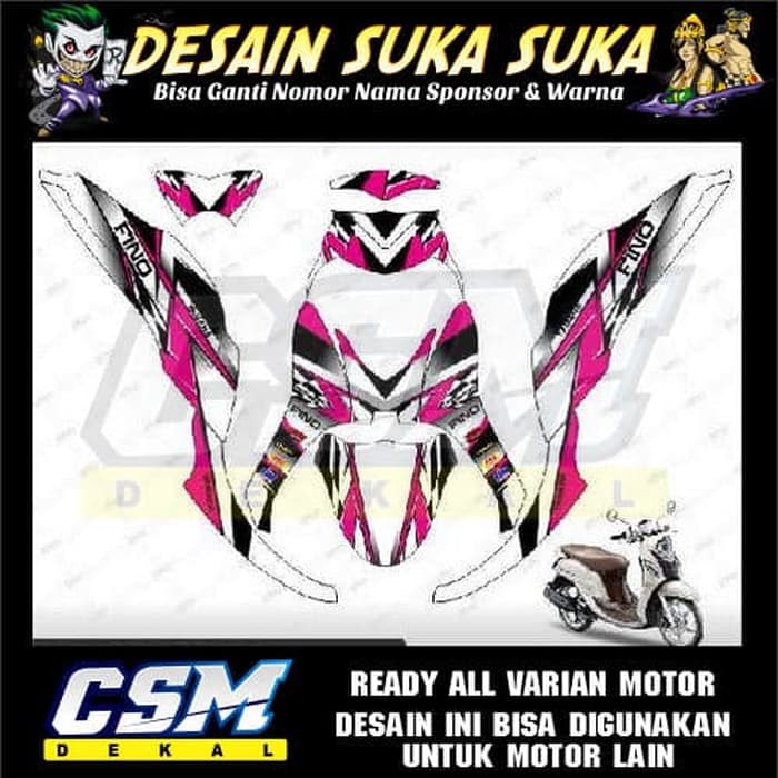 88 DEKAL DECAL MOTOR FINO FI STIKER STICKER STRIPING BODY RACING PINK