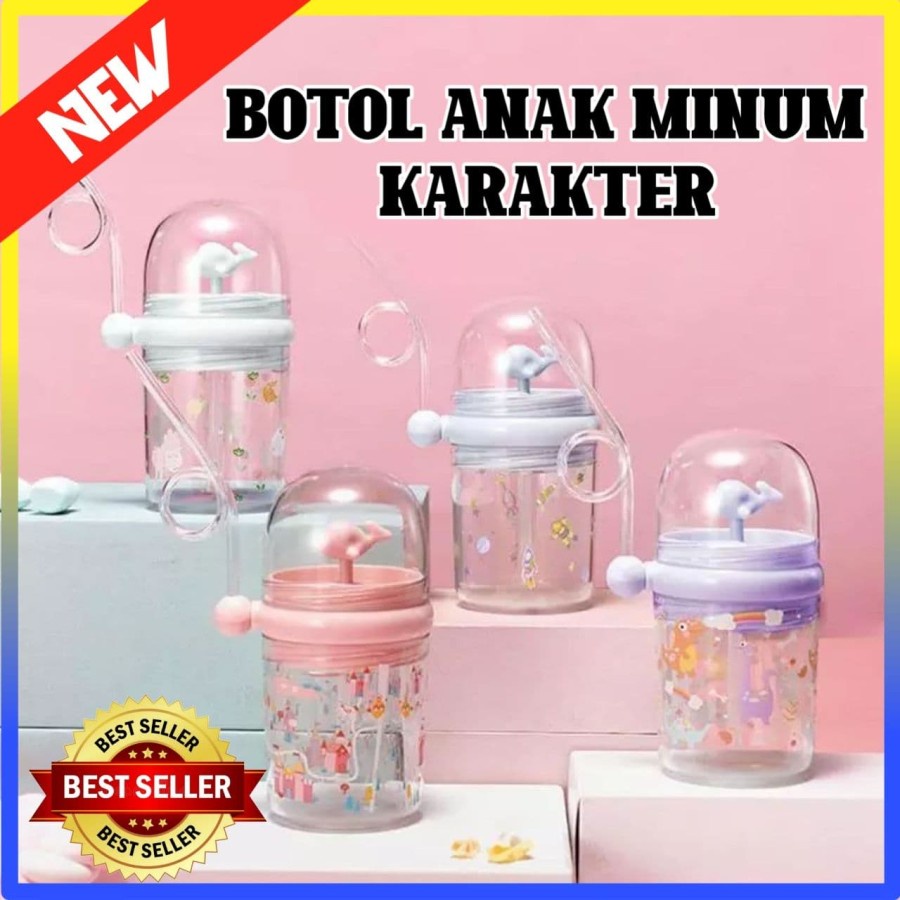 BELLA - BOTOL MINUM ANAK AIR MANCUR SEDOTAN KARAKTER PAUS 260ml BPA FREE