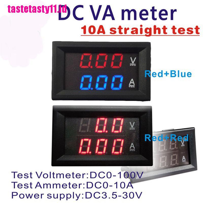 Voltmeter Ammeter 3 Bit DC 0-100V 10A Dengan LED Warna Merah Biru