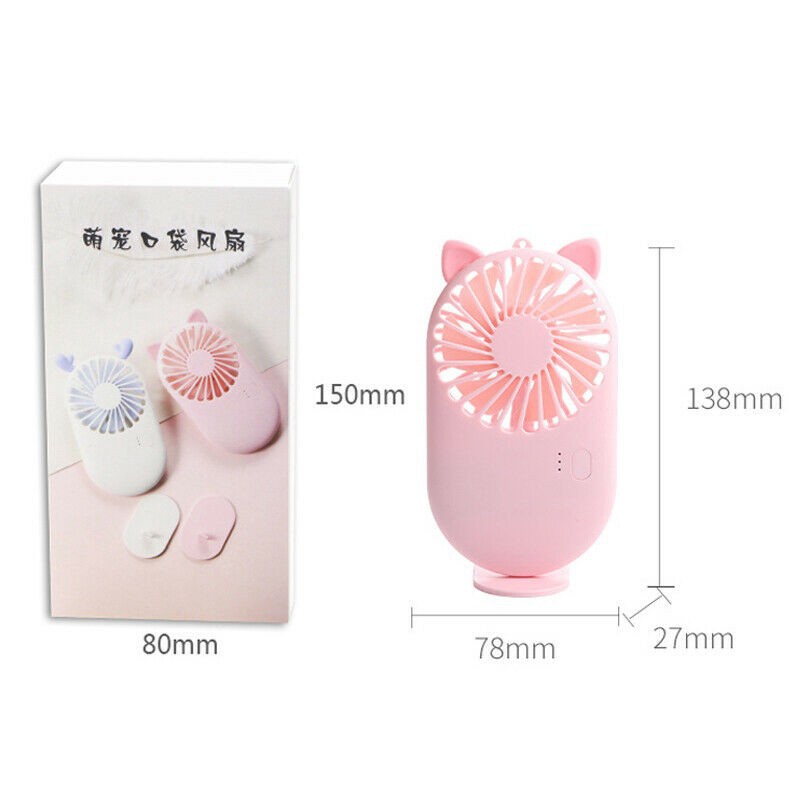 Trend-Kipas angin Cute Cooling Fan Desktop Hand Held Mini Portable Pocket Fans Kipas saku