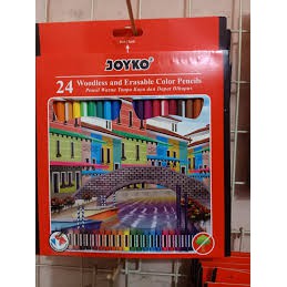 pensil warna joyko isi 24 dapat dihapus dan tanpa kayu CP115