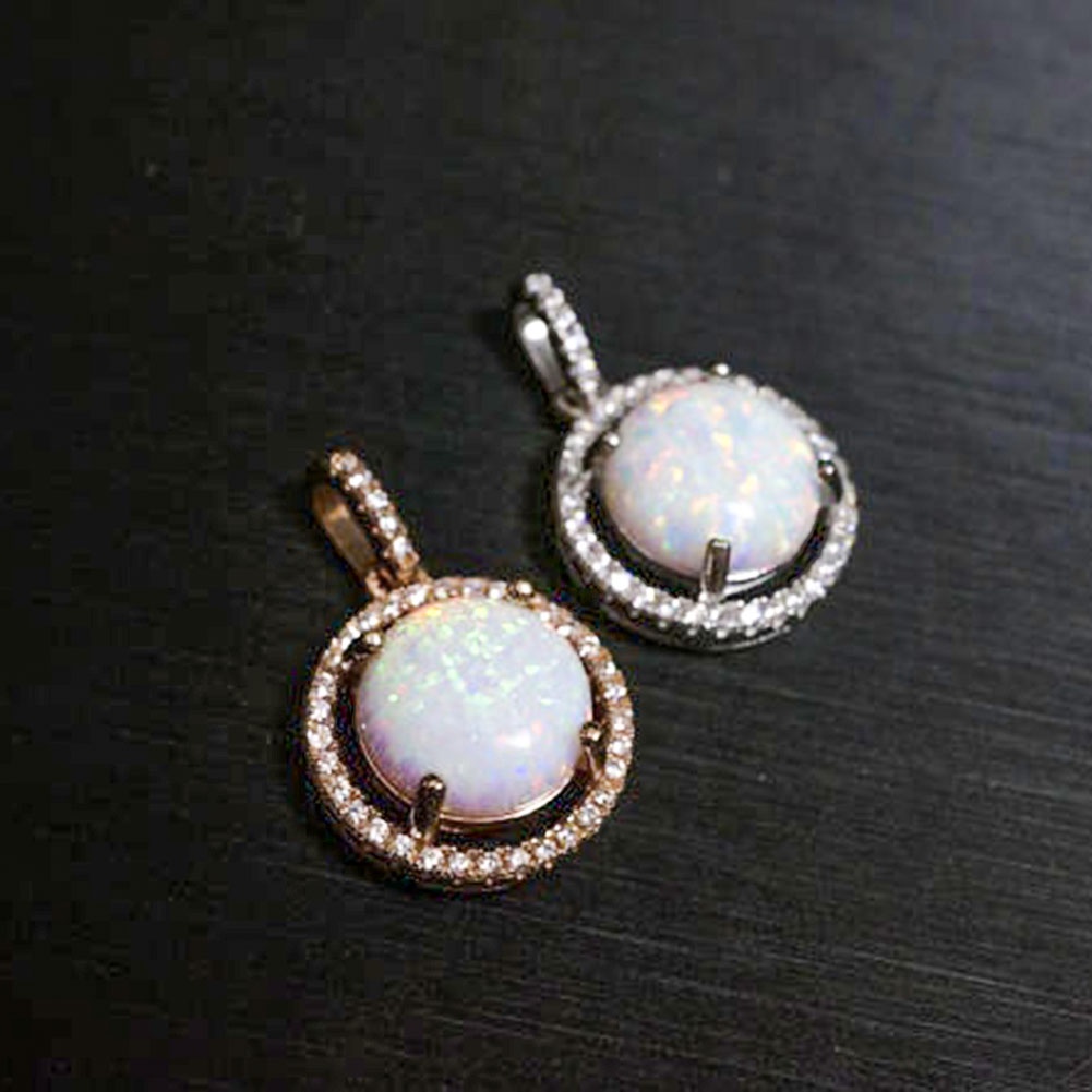 Hu Hu Hu Hu Hu Alat Bantu Pasang Kacamata♡ Kalung Rantai Wanita Liontin Batu Opal Bulat Hias Berlian Imitasi Untuk Hadiah