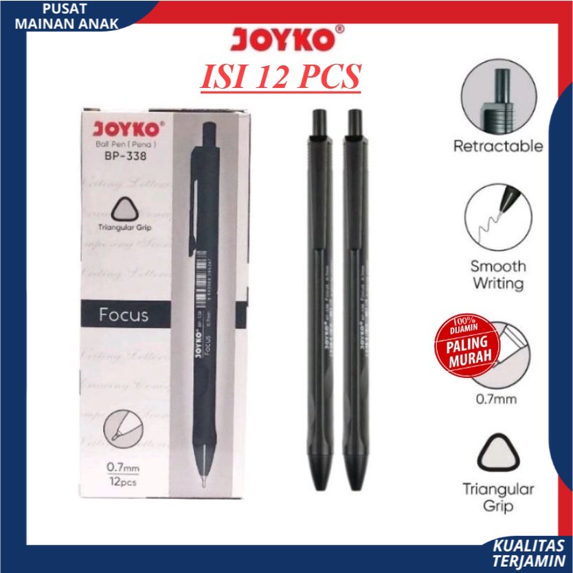 (12 pcs) PULPEN JOYKO VOCUS BP 338 / BALLPOINT PENA LANCIP JOYKO 0.7MM 1 PAK PMA