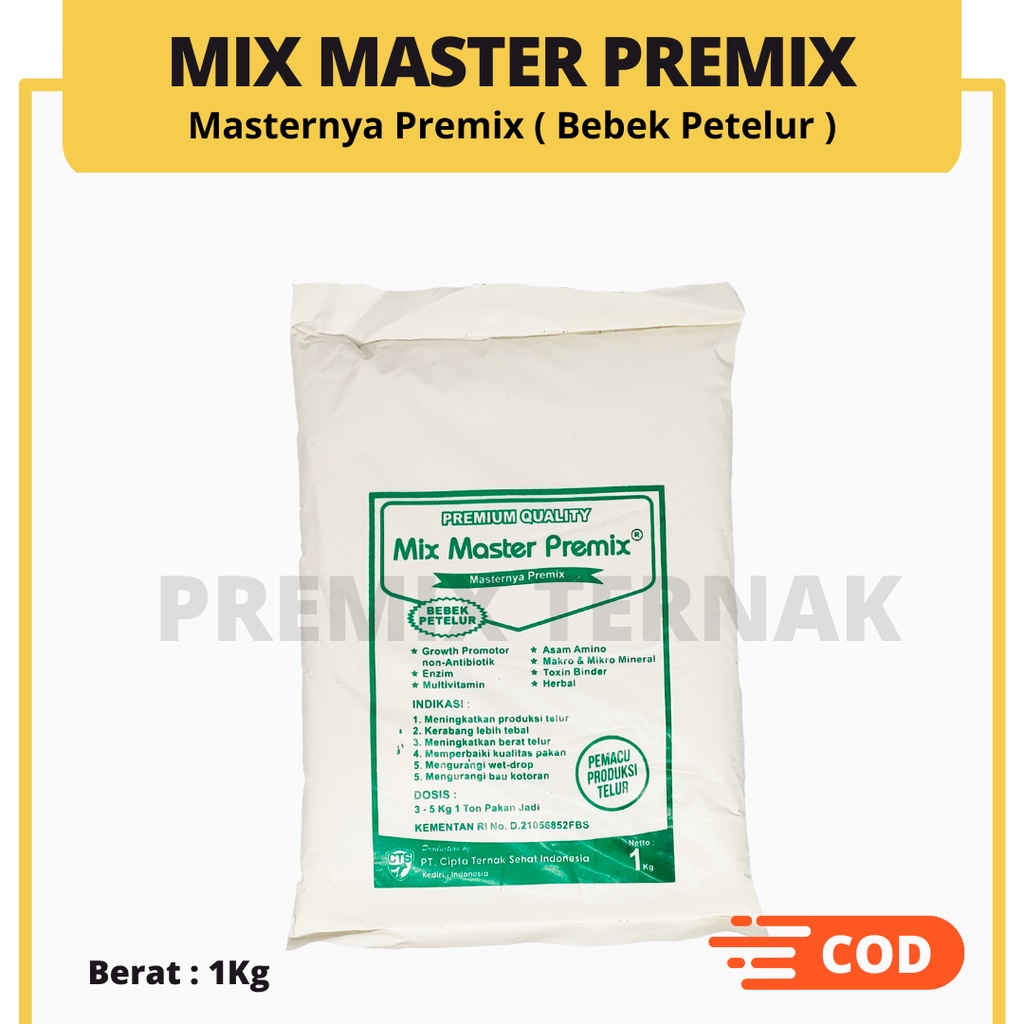 MIX MASTER PREMIX BEBEK PETELUR 1kg - Suplemen Bebek Pemacu Produksi Telur dan Kualitas Telur