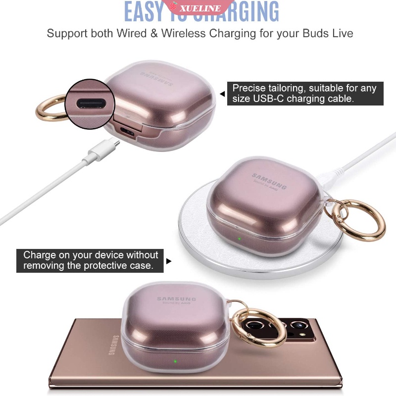 Casing Soft Case Silikon Transparan Glitter Untuk Galaxy Buds Live / Pro 2 Buds2