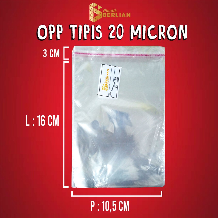 

10,5 x 16 cm Plastik OPP TIPIS (100 lbr) (lem/seal)