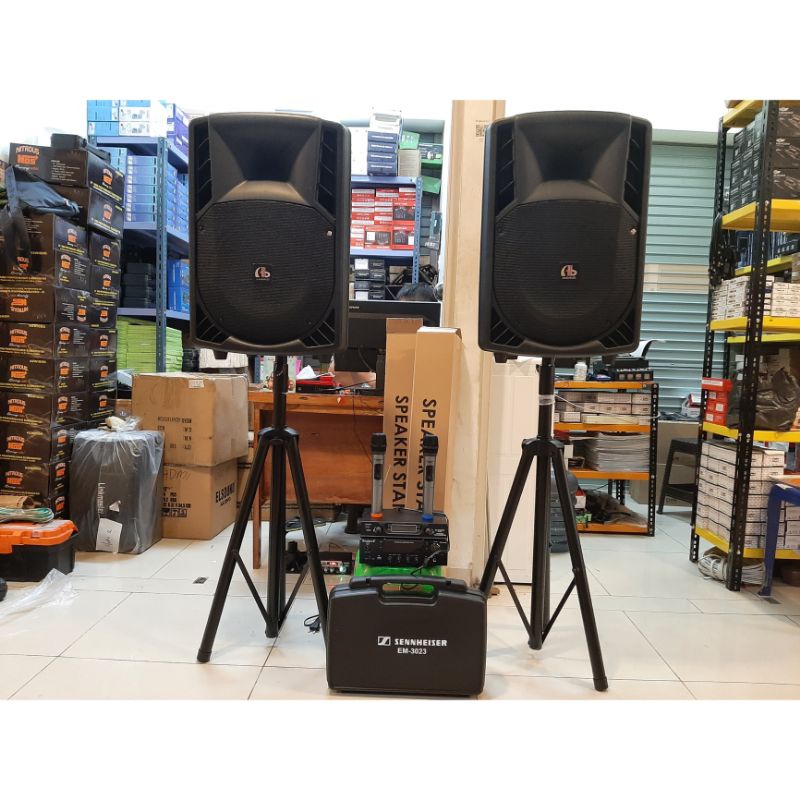 Paket Karaoke AB Audio bulls 12 Inch / Ampli Digital 2 Mic Wireless + 2 Stand Speaker