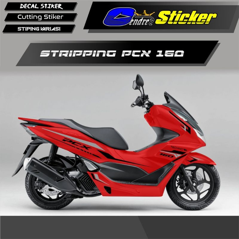 Striping Cutting Sticker NEW PCX 160 2021 MERAH SPORTY HITAM