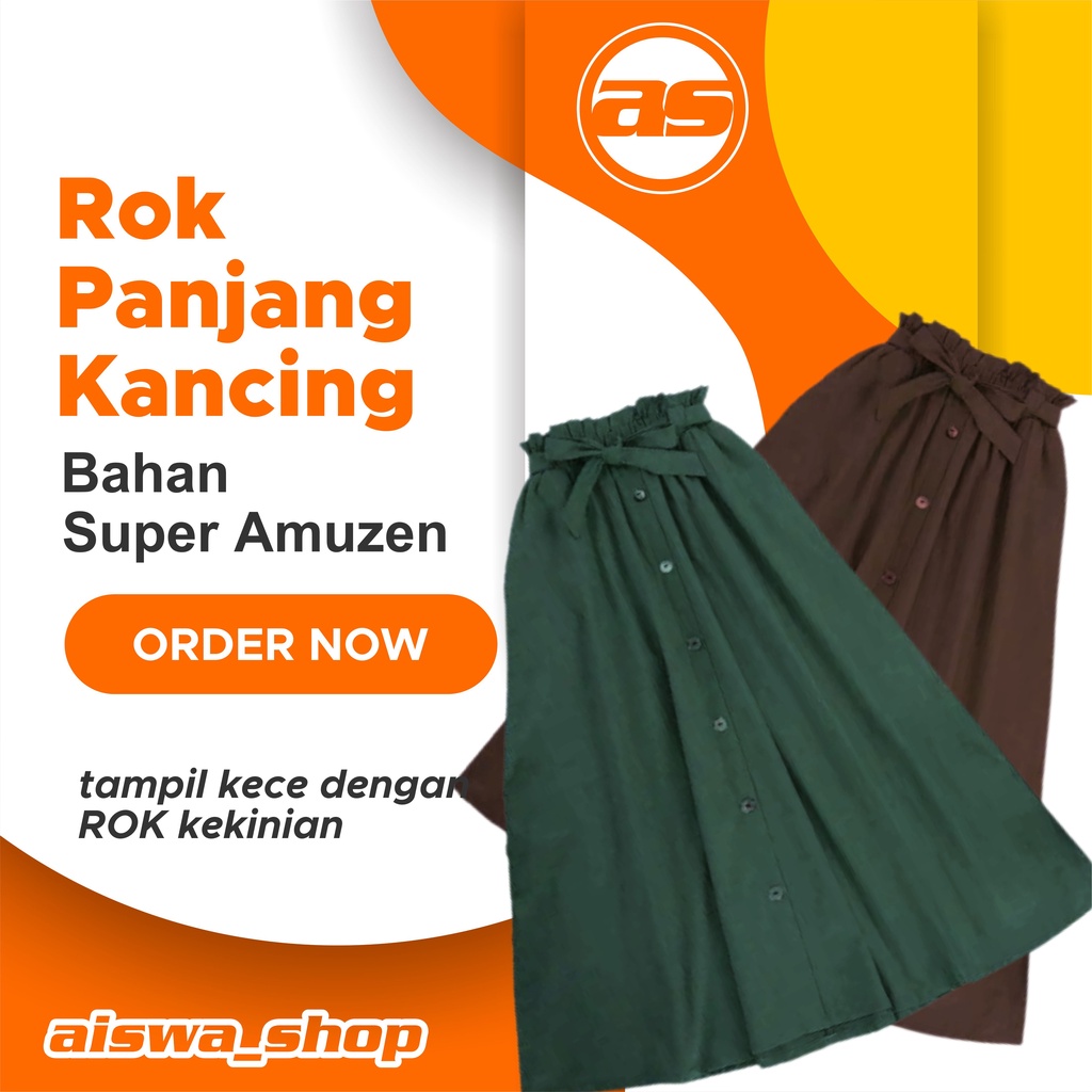 Rok | Panjang | Kancing | Monscrep/Rok panjang/Rok panjang kancing/Rok kancing depan/Rok kancing