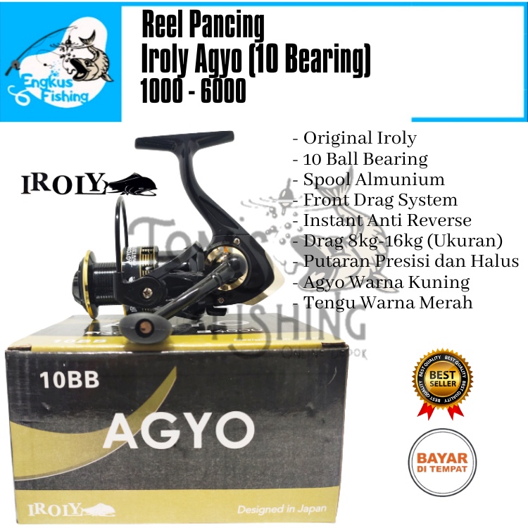 Reel Pancing Iroly Agyo 1000 - 6000 (10 Bearing) Murah Berkualitas - Engkus FIshing