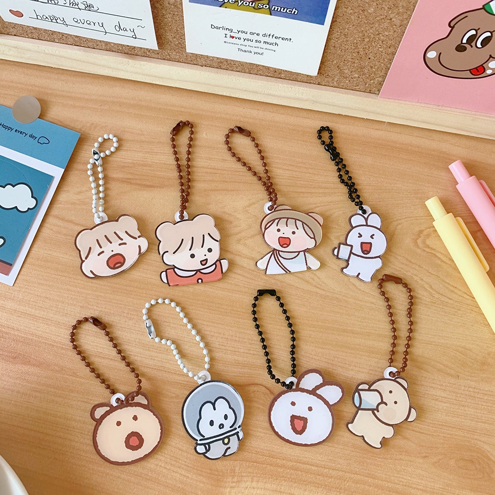 Ganci Gantungan Kunci Bentuk Kartun Hewan Lucu Warna-Warni Gaya Jepang Dan Korea Cute Kartun Cartoon Girl Keychain Color Bead Lanyard Bag Key Chain Girl Pendant Jewelry